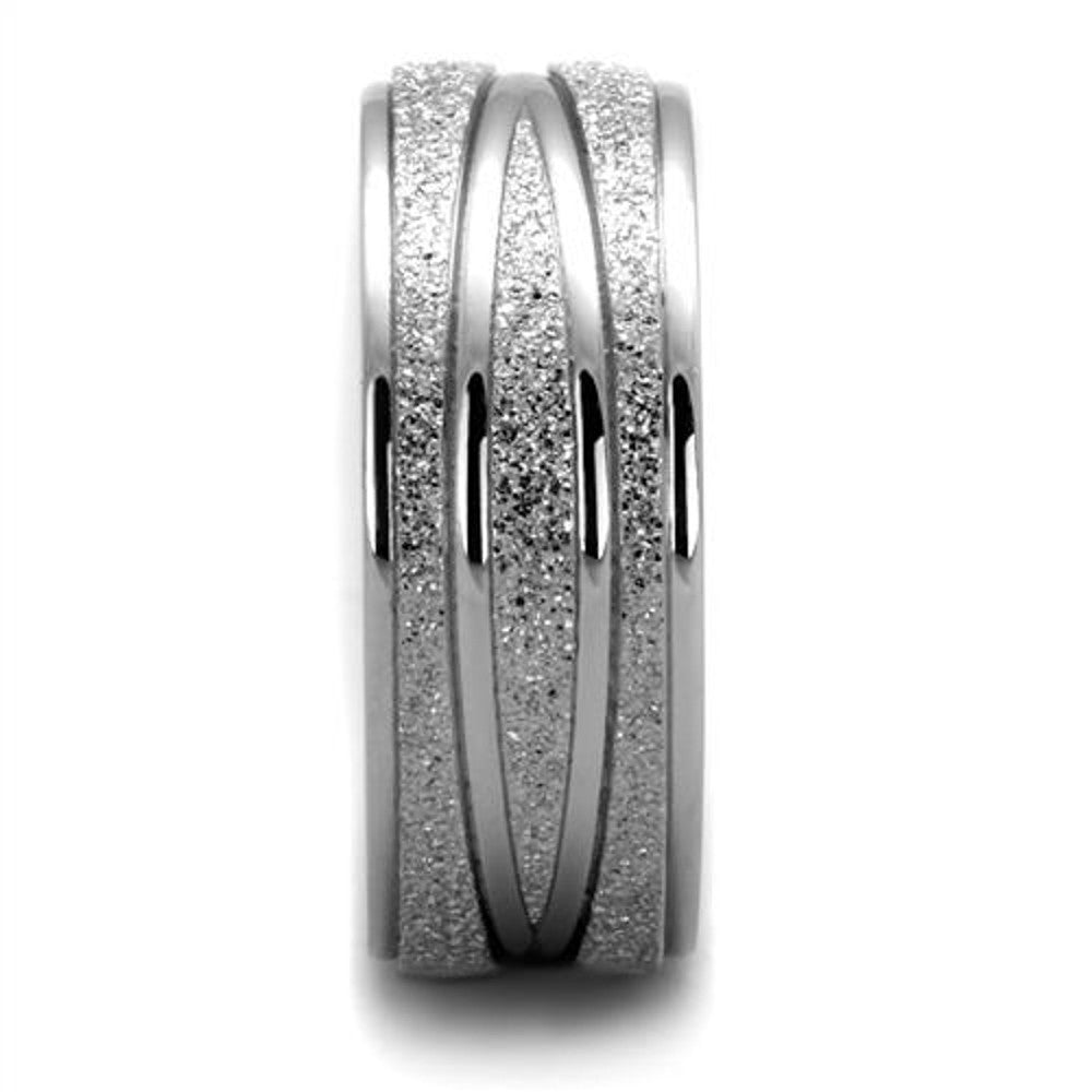 ARTK1671 Stainless Steel 316 Glitter 8mm Wide Anniversary Wedding Band Ring Sizes 5-10